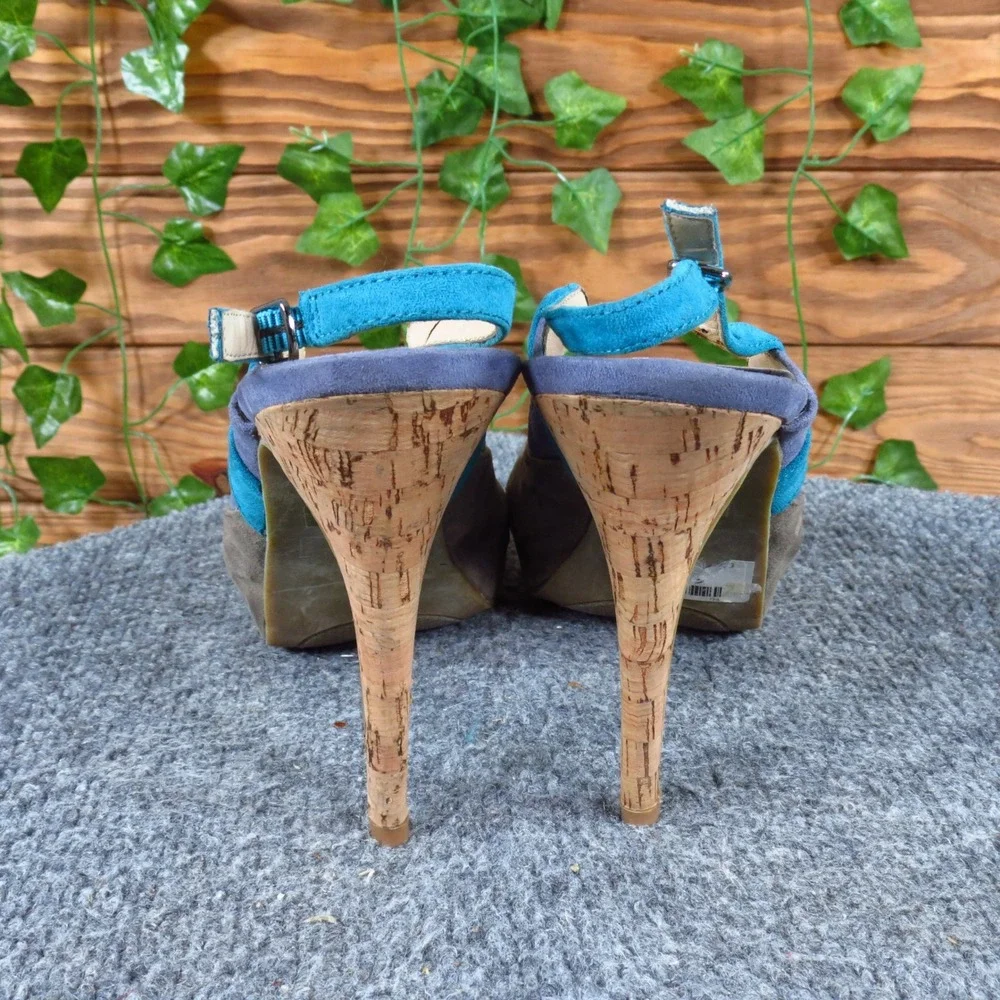 Guess Ruby‎ 2 Women Platform Sandal Size 7 Party Wedding Blue Grey Textile Heel